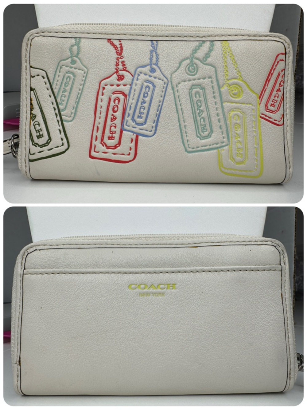 Coach White Leather Multicolor Y2K Hangtag Wallet - Picture 2 of 15